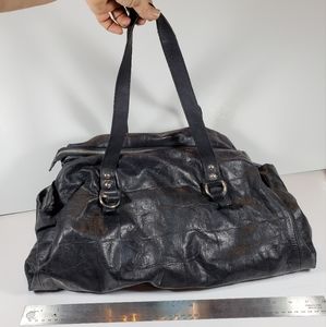 Gianni Chiarini Italian Large Tote Black Leather "Alligator" Texture